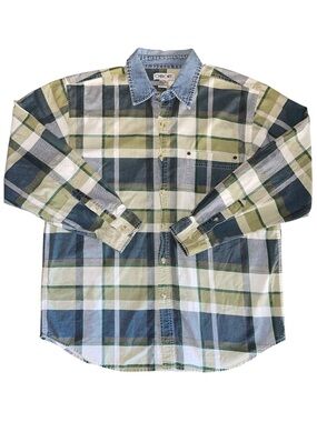 Vintage Women's Cherokee Plaid Button up with Denim Collar
